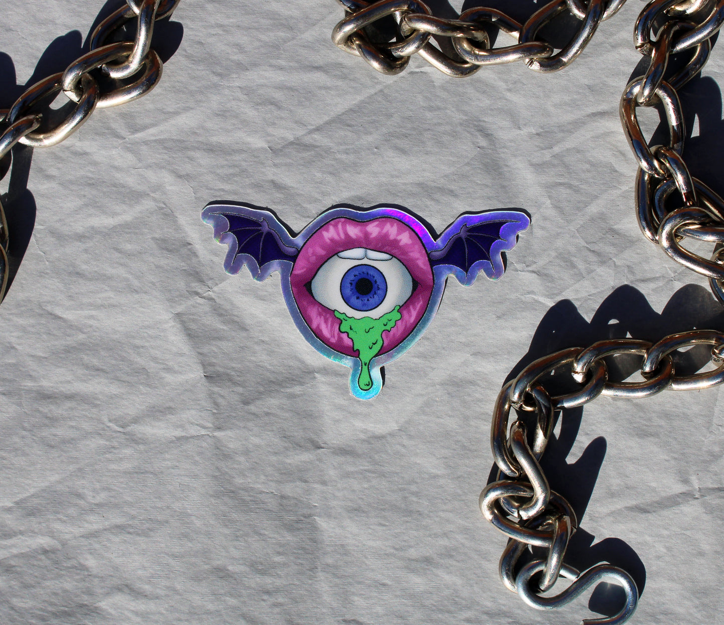 Acid Lips Illustrated Holographic Sticker