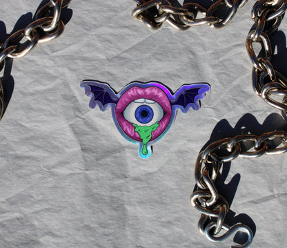 Acid Lips Illustrated Holographic Sticker