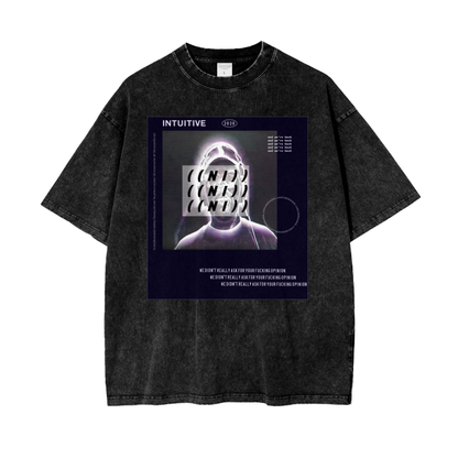 ((Ni)) Intuitive Graphic Acid Washed Oversized T-Shirt