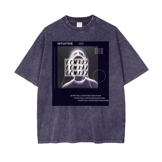 ((Ni)) Intuitive Graphic Acid Washed Oversized T-Shirt