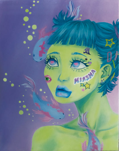 'Disillusioned' Original Illustrated Oil Painting on Canvas