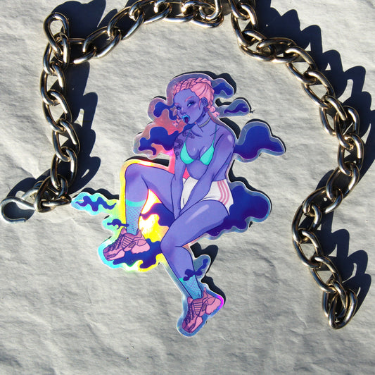 Holographic Space Babe Illustrated Vinyl Sticker