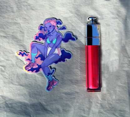Holographic Space Babe Illustrated Vinyl Sticker