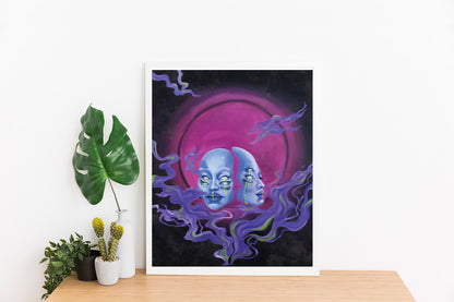 'Dark Side of the Moon' Illustrated Fine Art Oil Painting Print