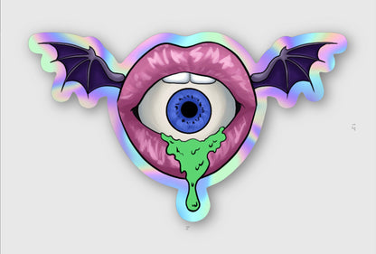 Acid Lips Illustrated Holographic Sticker